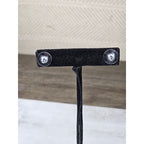 Vintage Pink Rhinestone Stud Earrings Silver Tone Round Cut