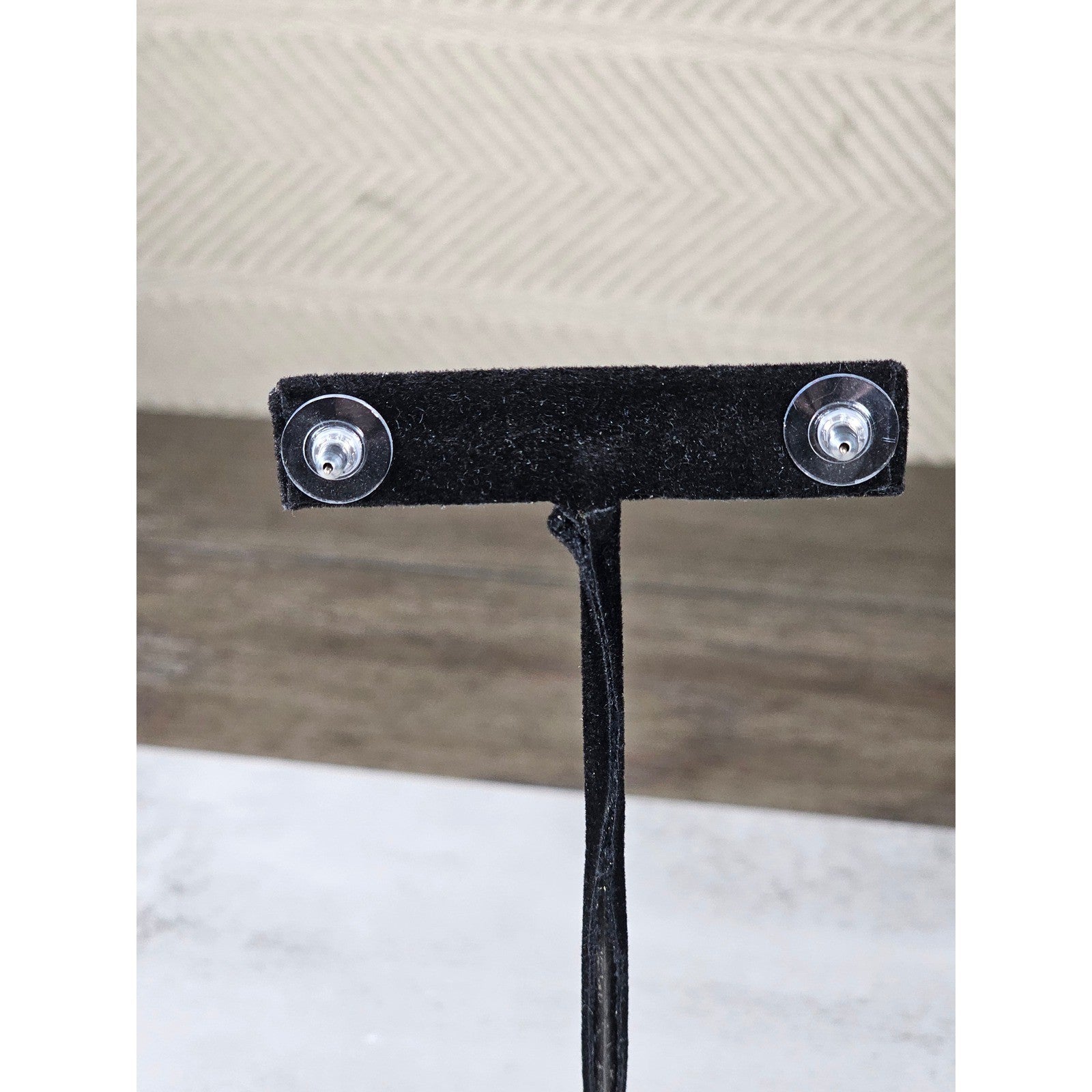 Vintage Pink Rhinestone Stud Earrings Silver Tone Round Cut