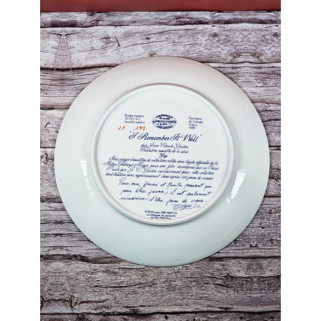 Vintage 1986 Limoges Gigi Collector Plate "I Remember It Well" 8.5 Inch