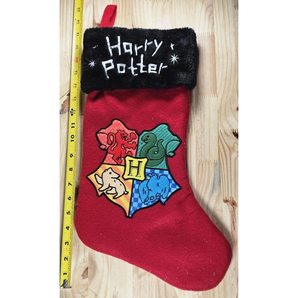 Vintage Harry Potter Hogwarts Crest Red & Black Christmas Stocking 18"