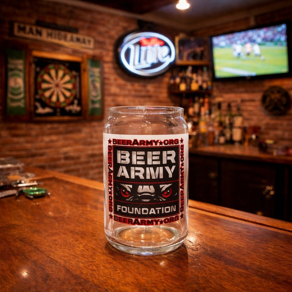 Vintage Beer Army Foundation 5 oz Boelter Brand Promotional Glass