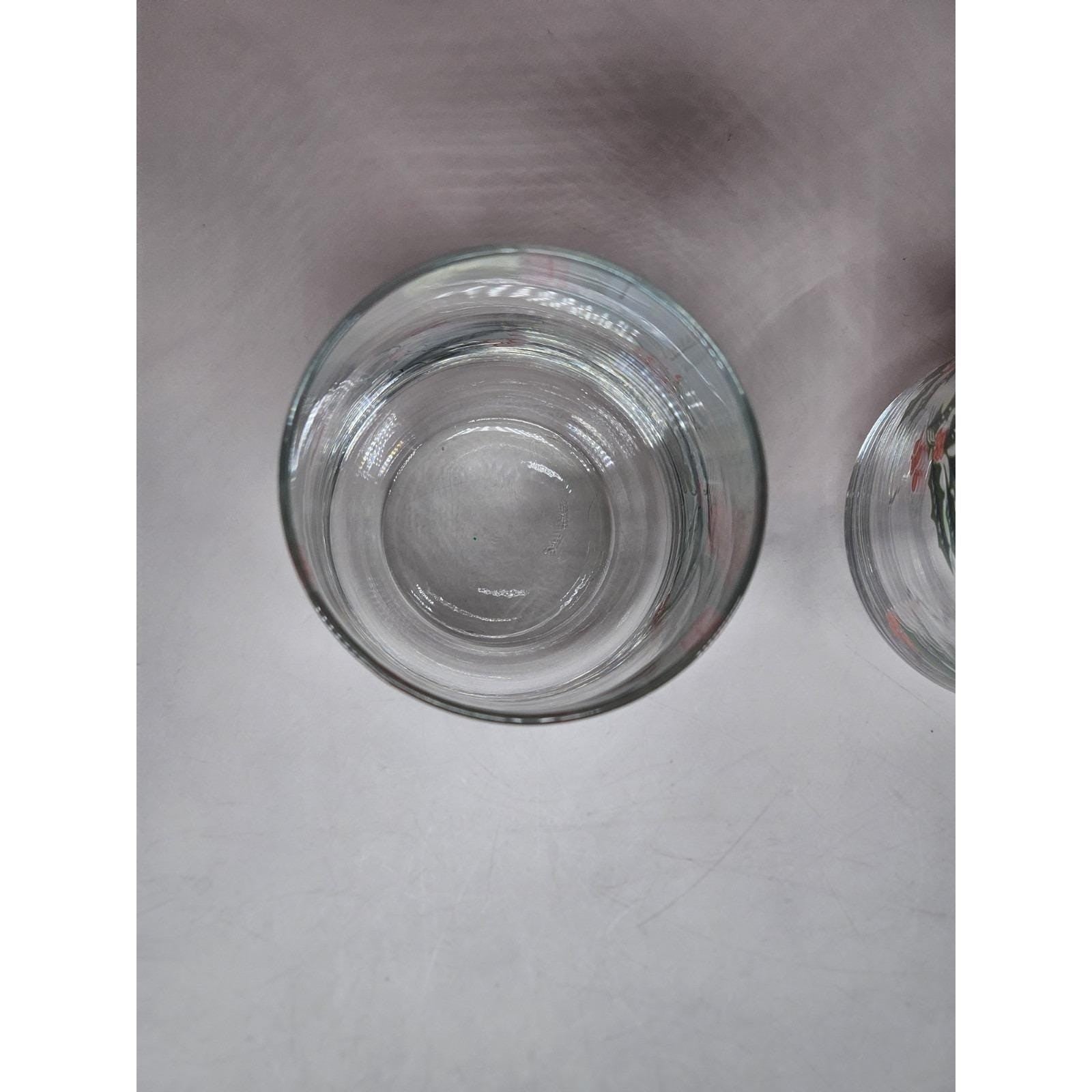 Vintage Holly Glass Tumblers Set of 2 Indiana Glass Holiday Drinkware