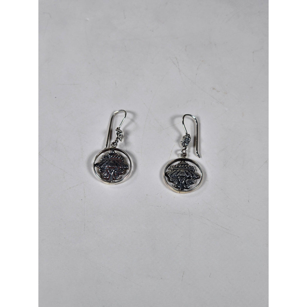 Vintage Sterling Silver Drop Earrings Ornate Dangle Design