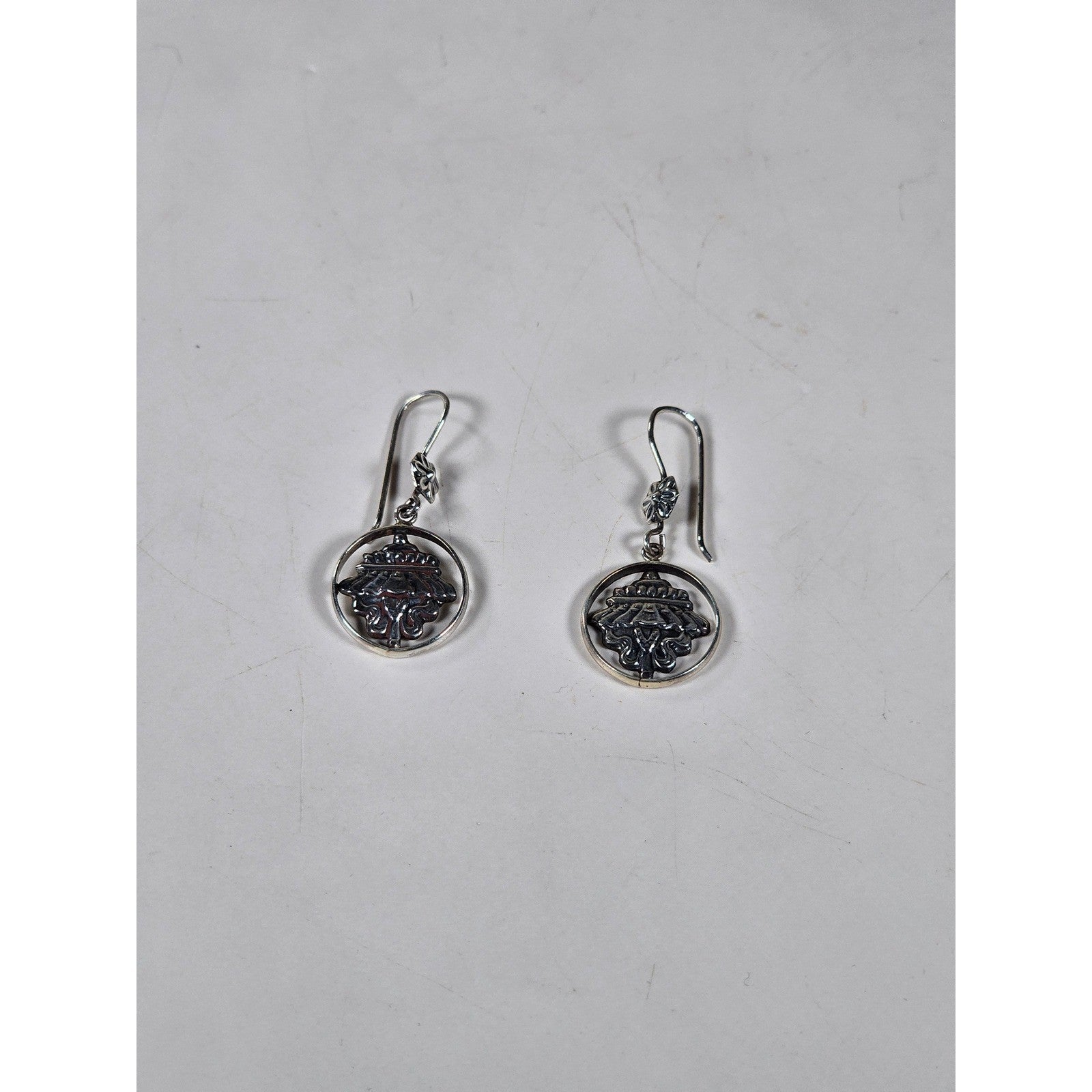Vintage Sterling Silver Drop Earrings Ornate Dangle Design
