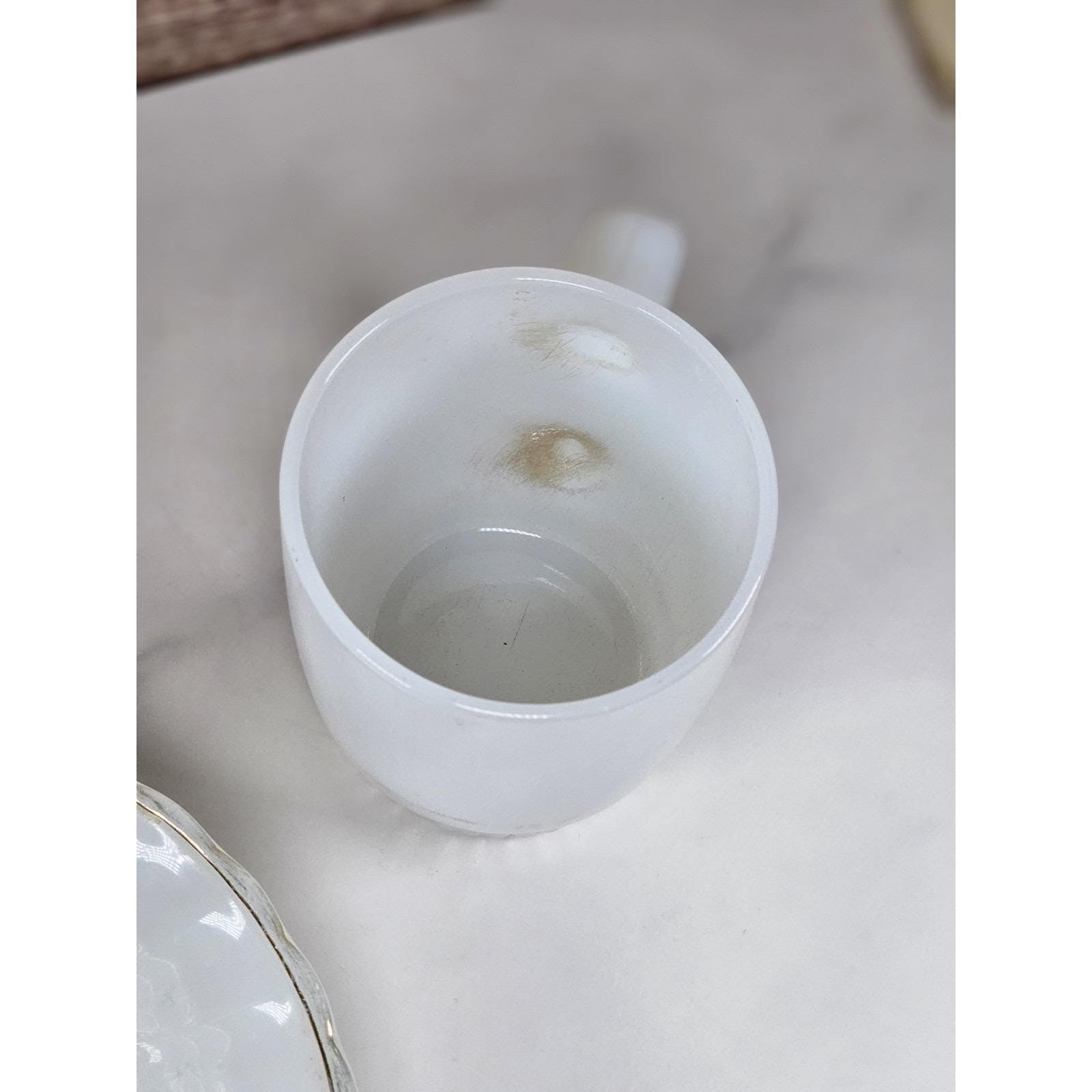Anchor Hocking Fire-King Milk Glass Mug and Swirl Bowl Set Vintage