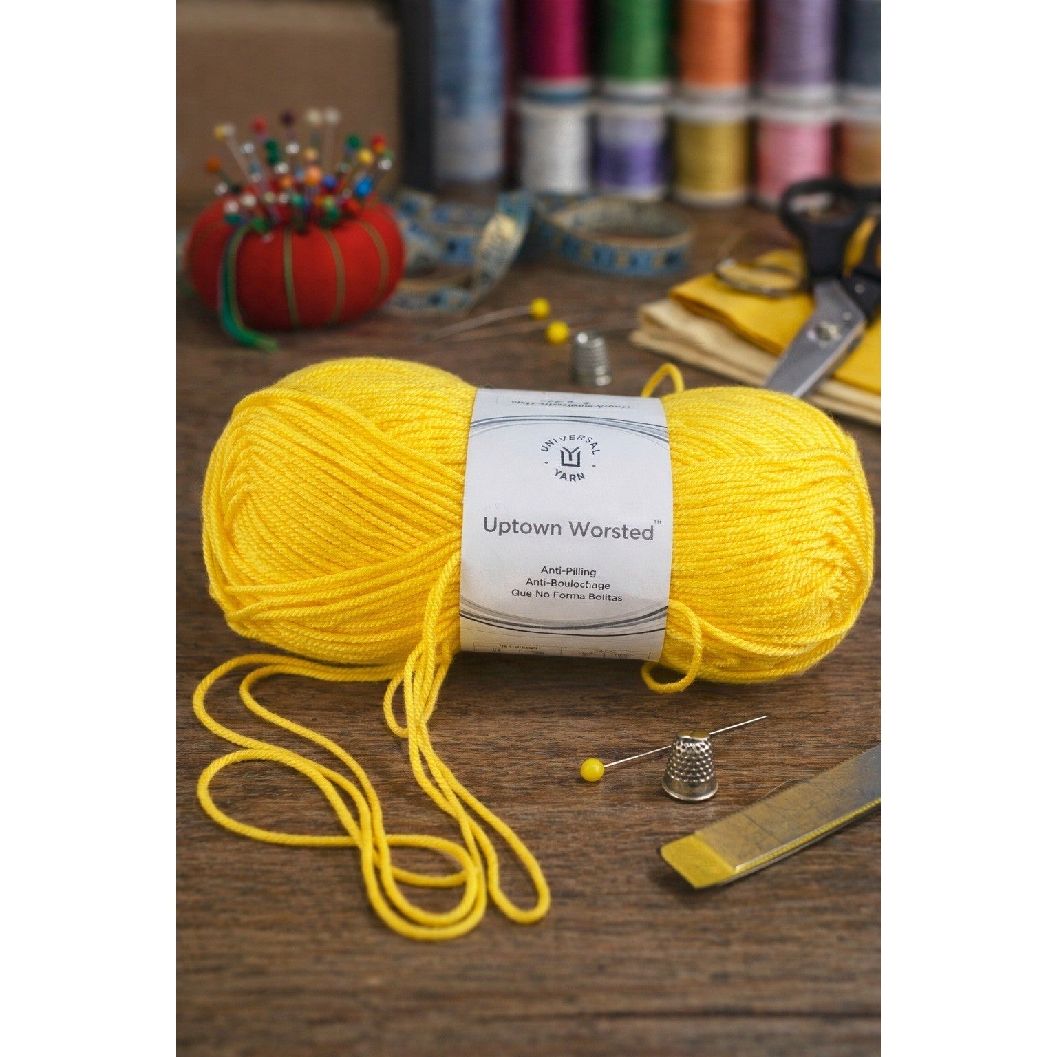Universal Yarn Uptown Worsted Bright Yellow Acrylic Yarn Skein 100g