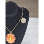 Vintage Gemini Snake Pendant Necklace Orange Zodiac Charm