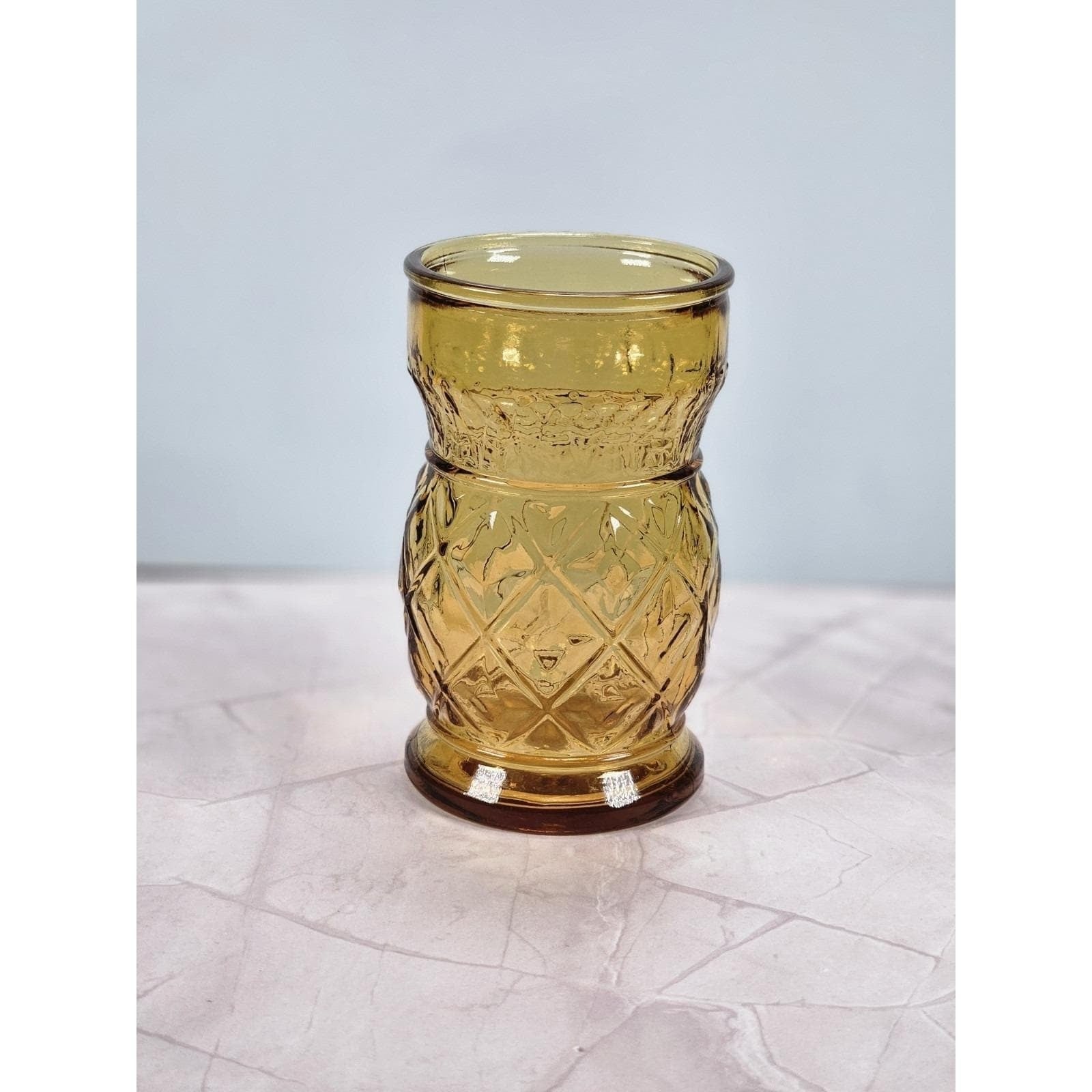 Vintage Wheaton Amber Pineapple Glass | Textured Mid Century Drinkware