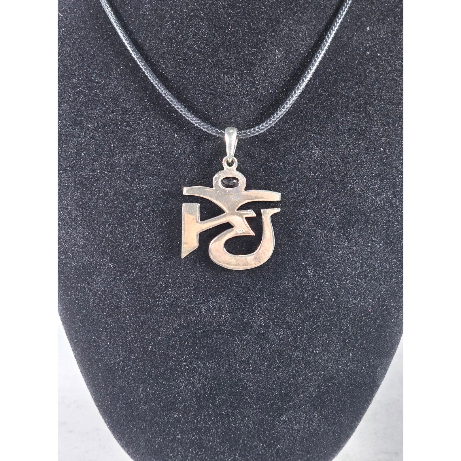 Vintage Om Pendant Necklace with Amethyst Stone