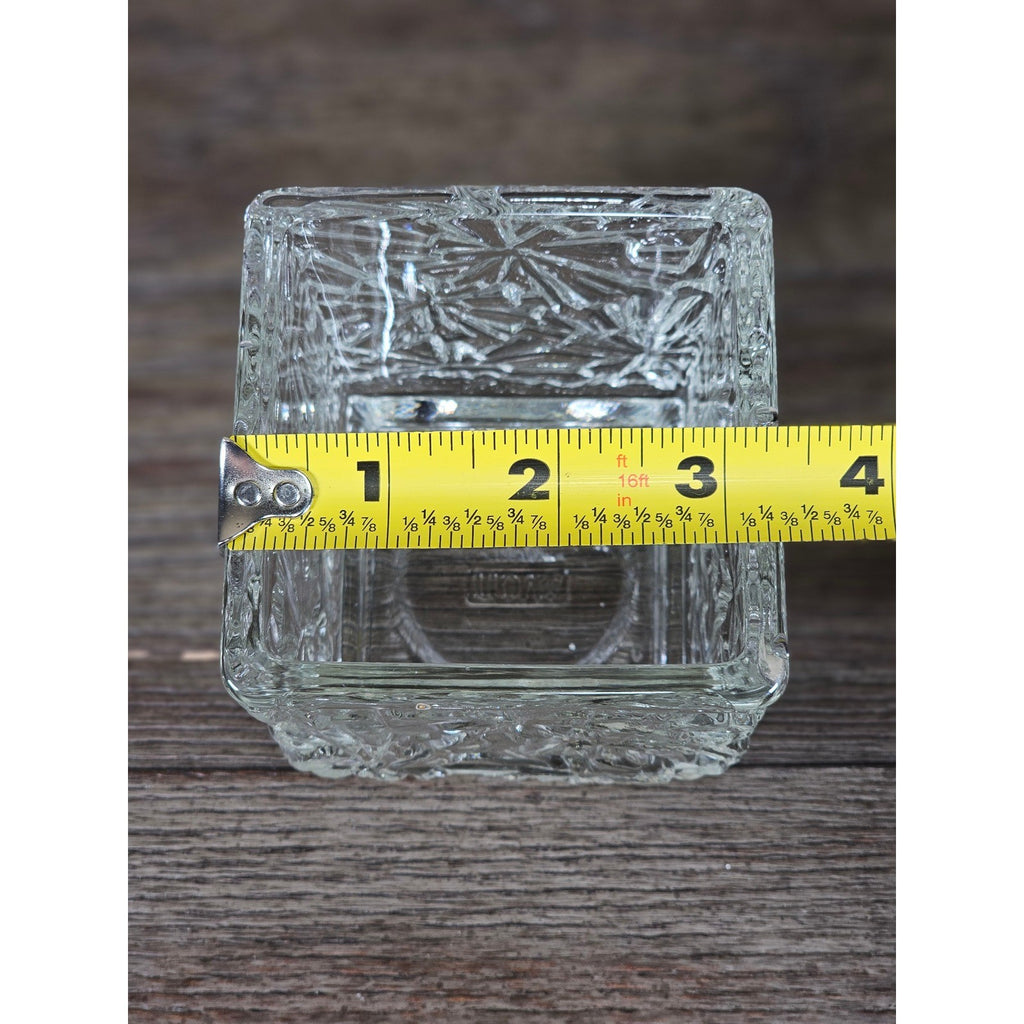 Vintage Avon Clear Pressed Glass Square Votive Candle Holder