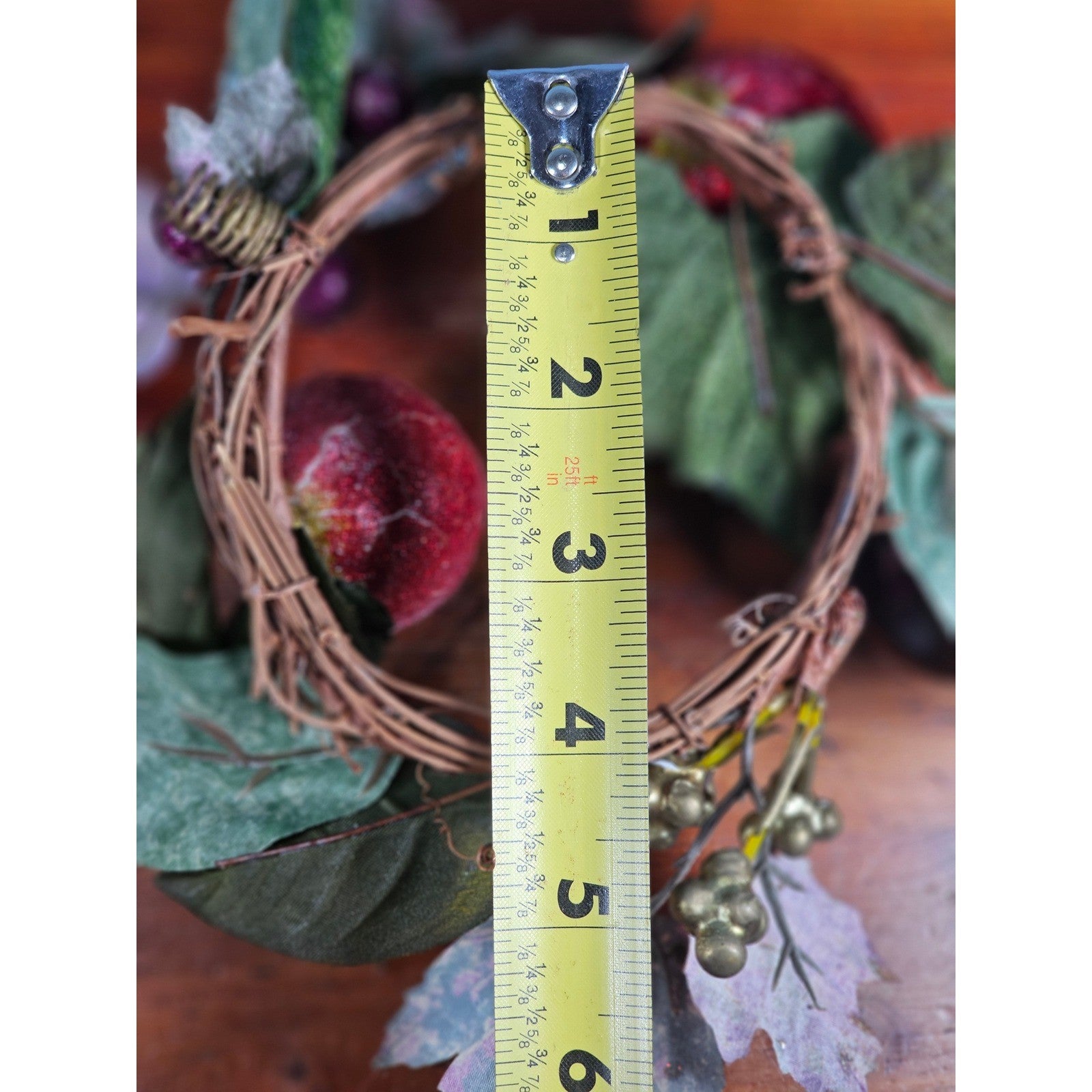 Vintage Fruit Candle Rings Set of 2 Grape Apple Pear Wreath Decor