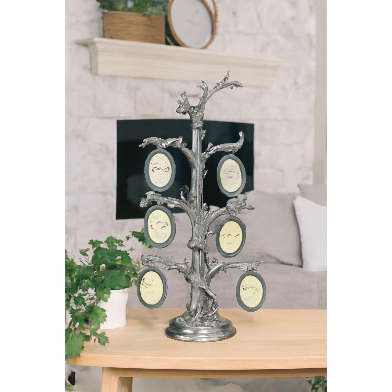 VTG Belk Pewter Rose Bush Family Cameo Photo Holder Display, 11.5" Project Piece