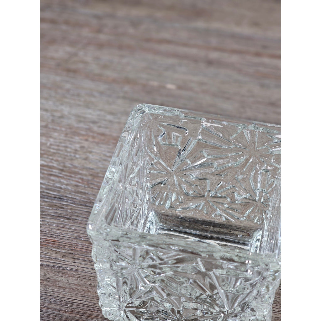 Vintage Avon Clear Pressed Glass Square Votive Candle Holder