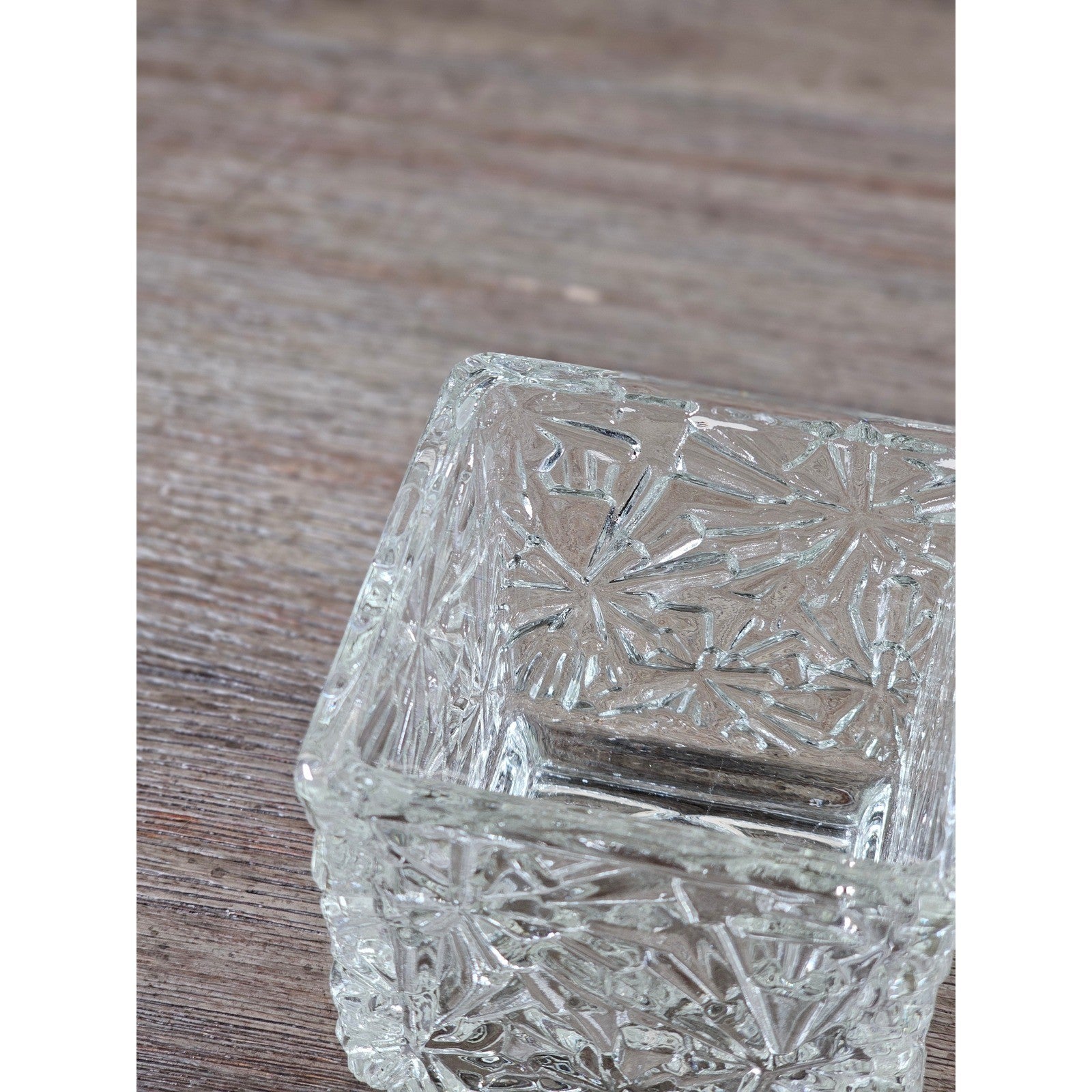 Vintage Avon Clear Pressed Glass Square Votive Candle Holder