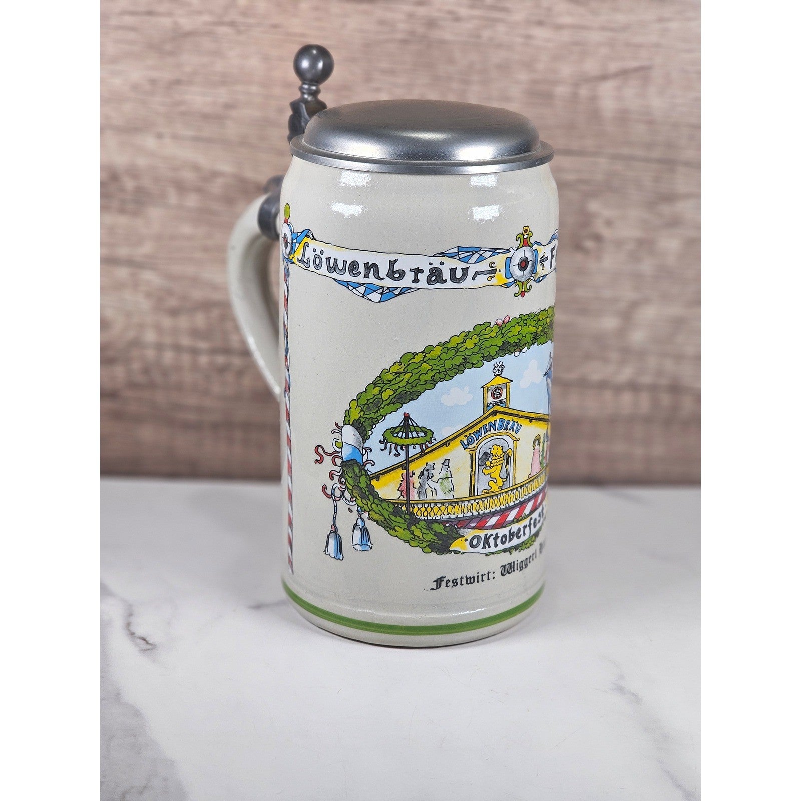 Vintage Löwenbräu Oktoberfest Lidded Beer Stein – Rastal Grenzhausen