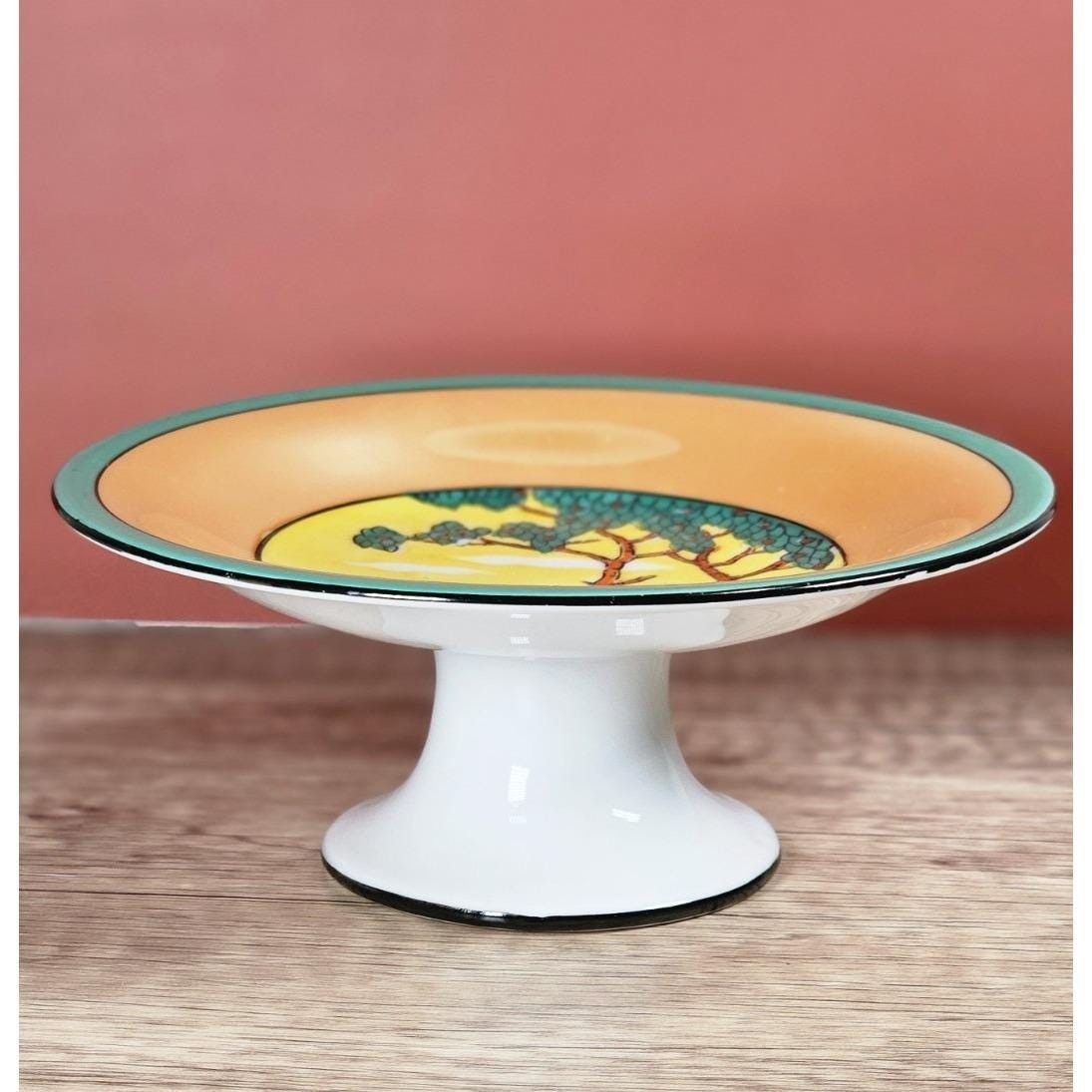 Vintage Noritake Mini Cake Stand Pedestal Scenic Plate 1930s