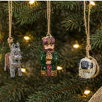 Nativity Ornaments Wiseman Horse Sheep Hand Painted Set of 3