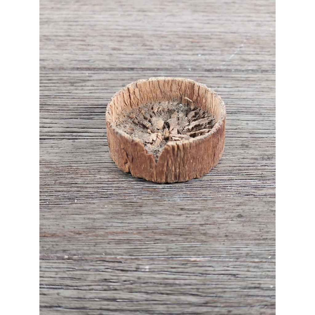 Antique Cork Cylinder Box Primitive Small Lidded Container 3.5"