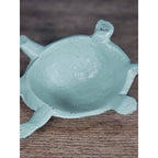 Cast Iron Turtle Decor Tabletop Accent Green Patina Coastal Figurine
