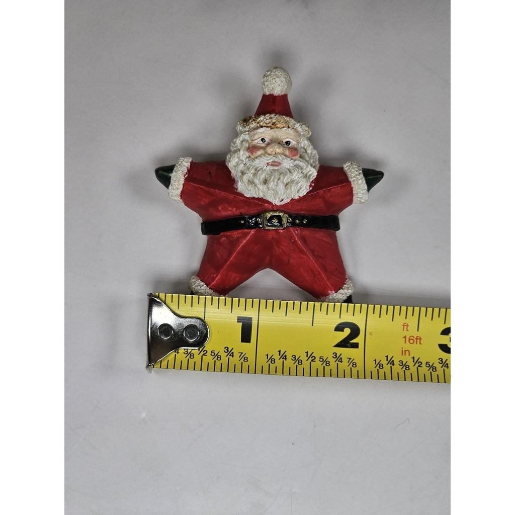 Vintage Folk Art Santa Claus Star Brooch Pin Holiday Christmas Jewelry
