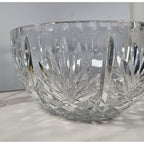 Vintage Cut Crystal Glass Bowl Starburst Pattern Scalloped Rim 9 Inch