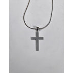 Vintage Silver Tone Cross Necklace Minimalist Christian Pendant