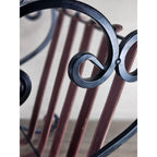 Vintage Iron & Leather Magazine Rack 16" Tall Rustic Book Holder