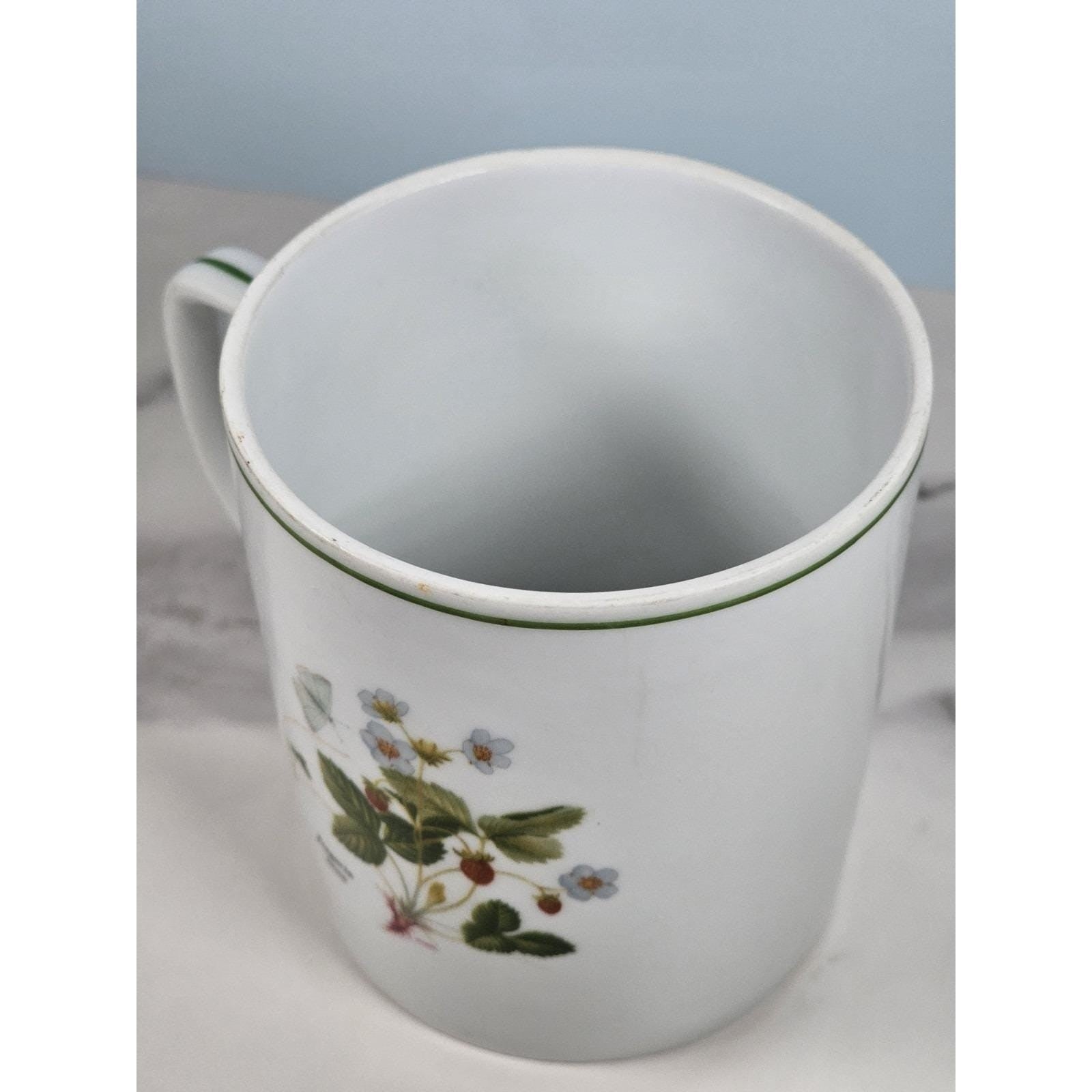 Vintage Lourioux French Porcelain Botanical Mug Sorbus Aucuparia