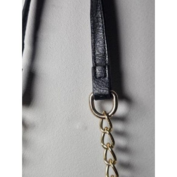 Black Leather Purse Gold Chain Strap Vintage Crossbody Bag