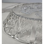 Vintage Clear Glass Sunflower Pattern Oblong Serving Bowl 9"