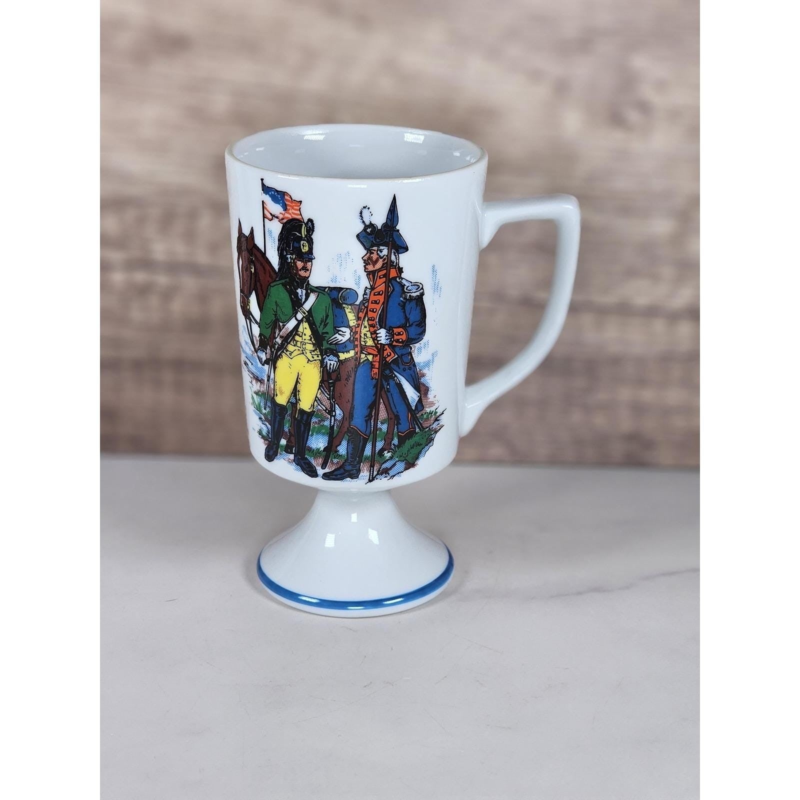 Vintage Fred Roberts Colonial Soldiers Mug Revolutionary War Footed Cup