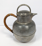 Vintage Rogers Solid Pewter Coffee Pot – Mid-Century Rattan-Handled #1172