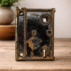 Antique Pye Co Cast Iron Rim Lock England Vintage Door Hardware