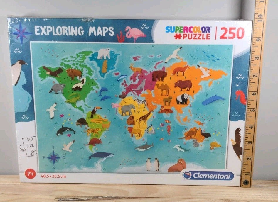 New Sealed Exploring Maps Super Color Puzzle 250 Pieces By Clementoni
