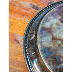 Vintage Silverplate Serving Tray 12 Inch Round Etched Floral Pattern