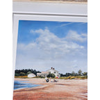 Vintage Framed Coastal Lighthouse Print Signed William Mangum 13.5x12