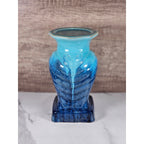 Blue Drip Glaze Ceramic Vase | Textured Aqua Cobalt Art Pottery Decor