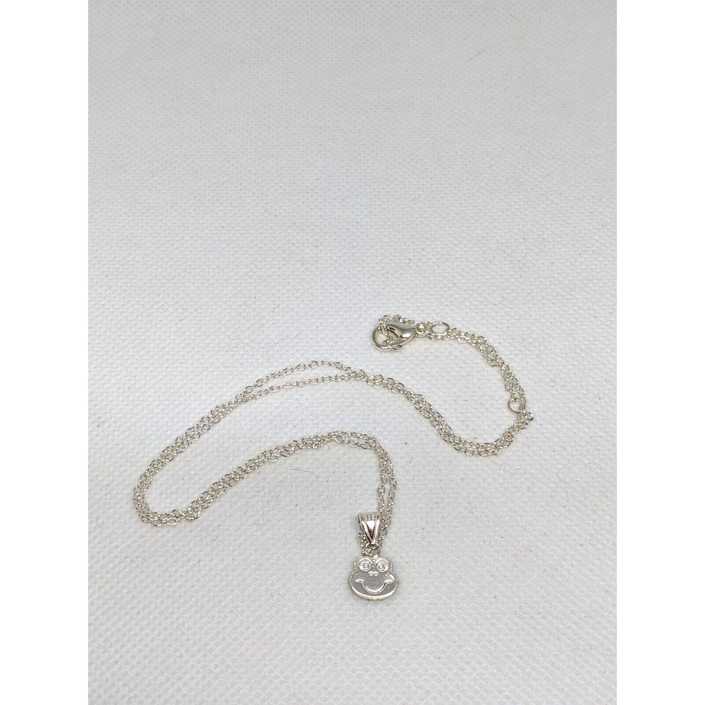 Vintage Sterling Silver Frog Pendant Necklace 16 Inch Chain