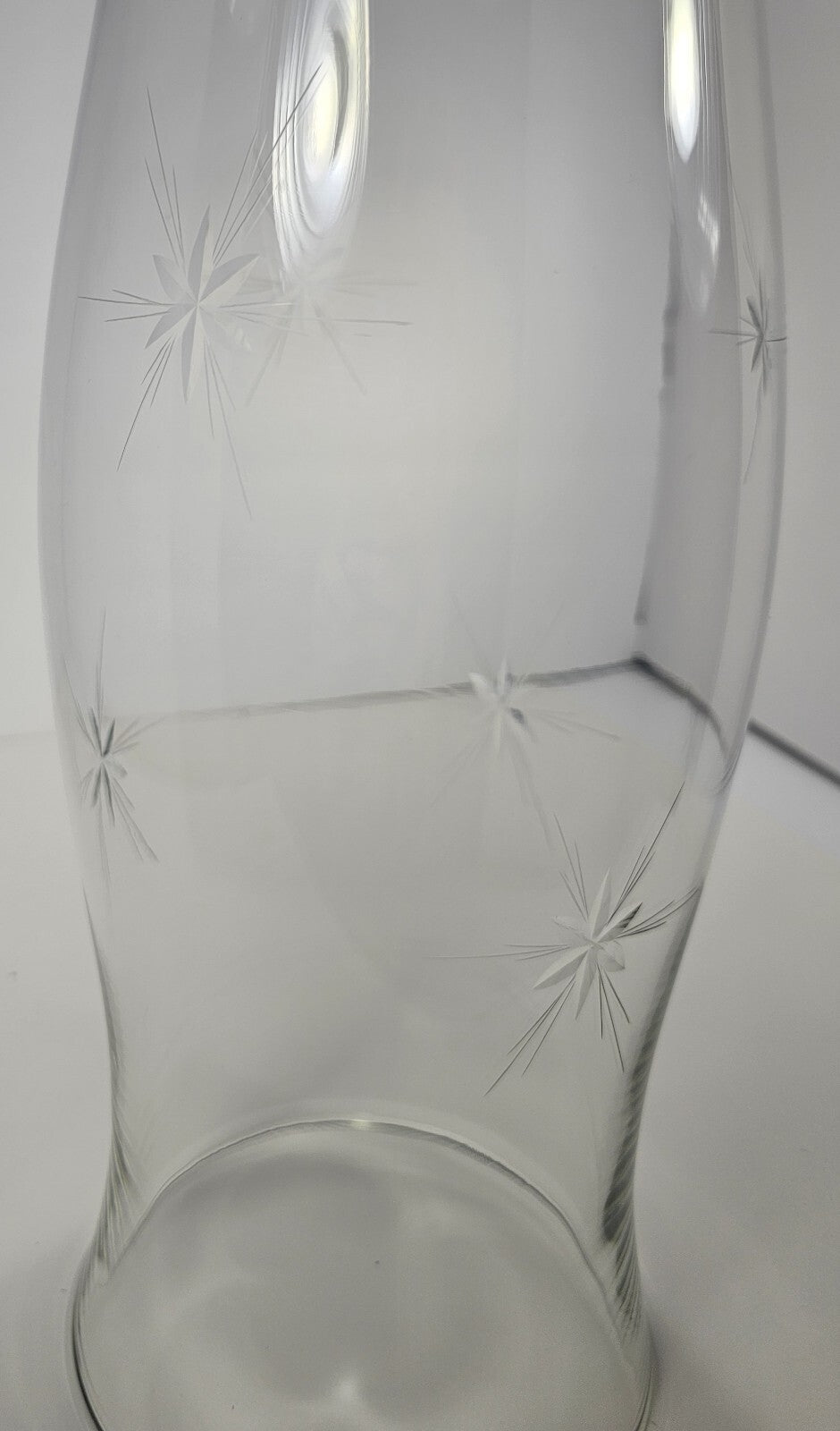 15″ Clear Glass Hurricane Vase – Starburst Etch Design, Tall Centerpiece