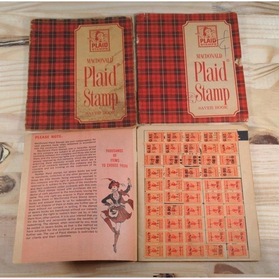Vintage S&H Green Stamp Books Lot MacDonald Plaid 20 Books