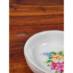Vintage Floral Porcelain Dipping Bowl with Gold Rim – Small Trinket Dish