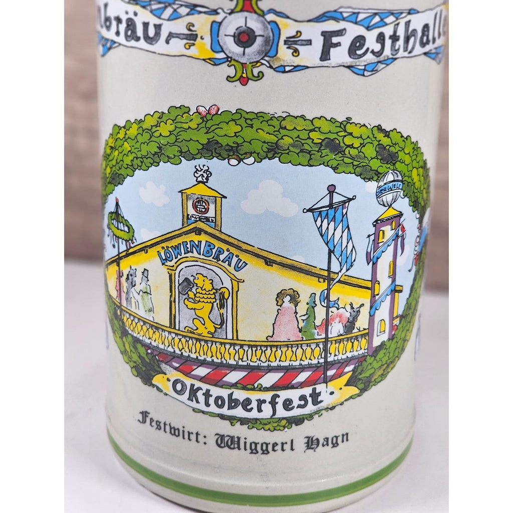 German Beer Stein Lowenbrau Oktoberfest Rastal Pewter Lid