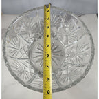 Vintage Cut Crystal Glass Bowl Starburst Pattern Scalloped Rim 9 Inch