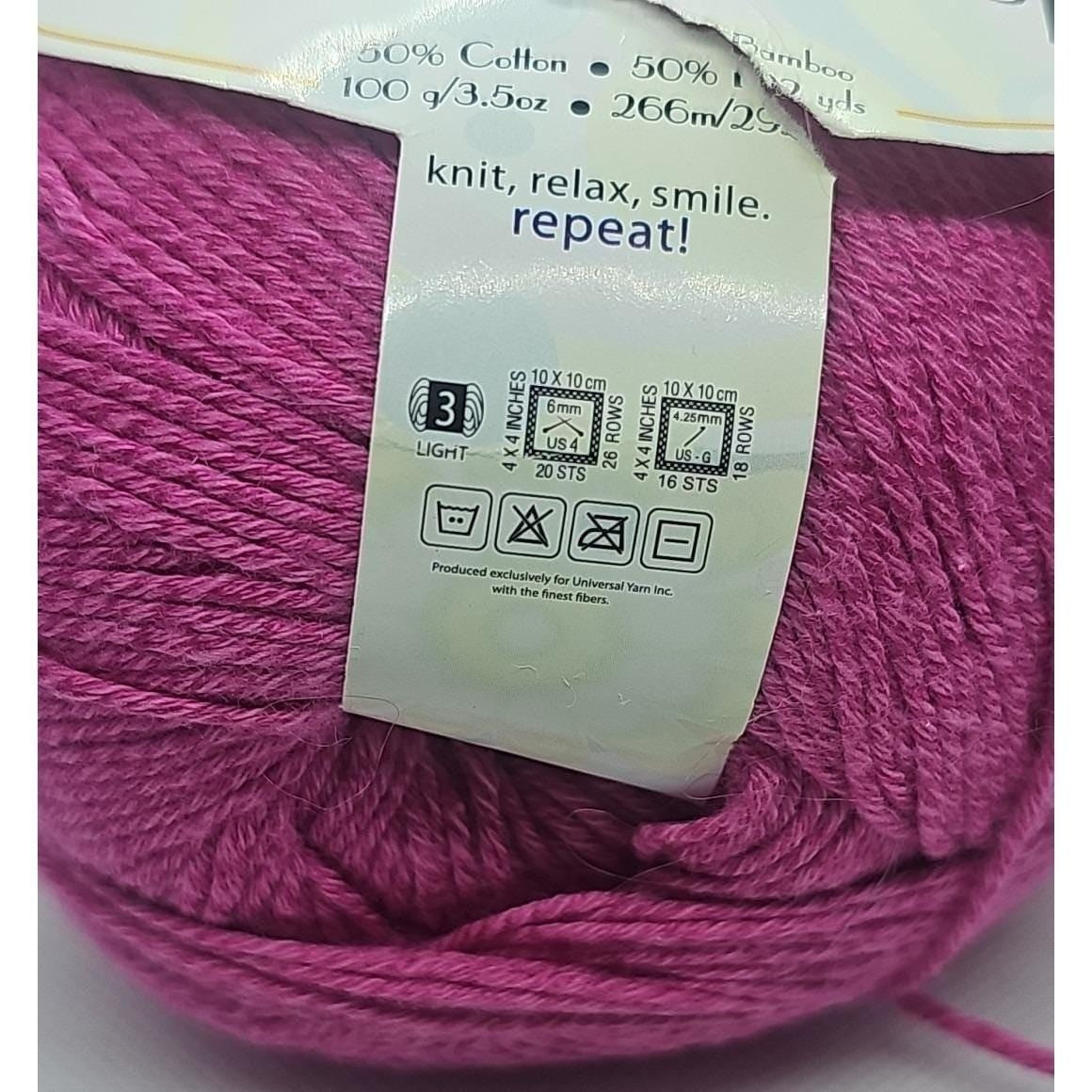 Universal Bamboo Pop Yarn Pink Cotton Blend 100g Skein