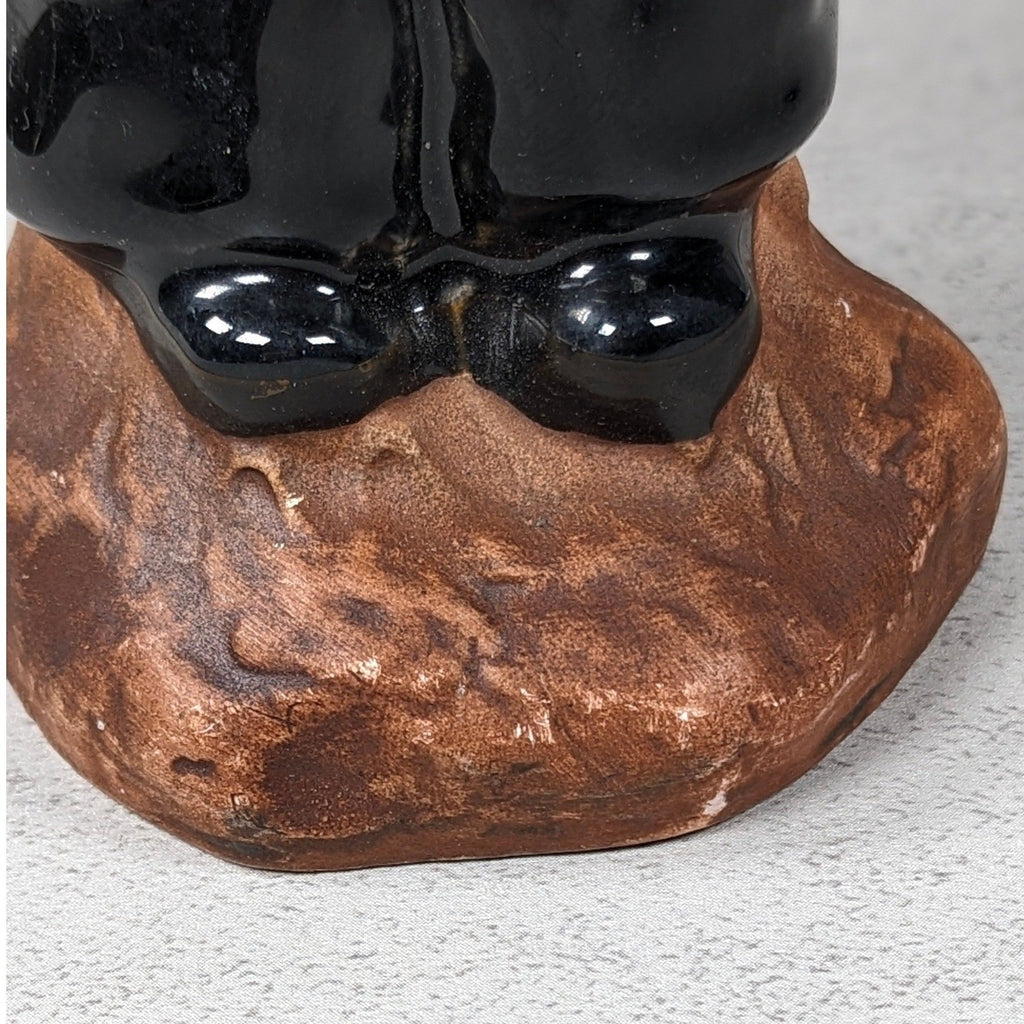 Vintage Ceramic Child Figurine Black Embossed Coat 9.5 Inch Statue