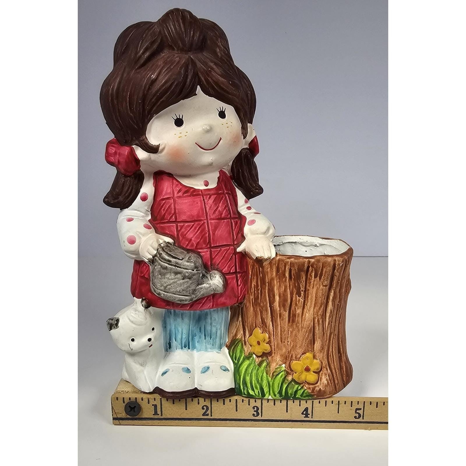 Gentle Treasures Girl Cat Figurine Ceramic Vintage 7x5
