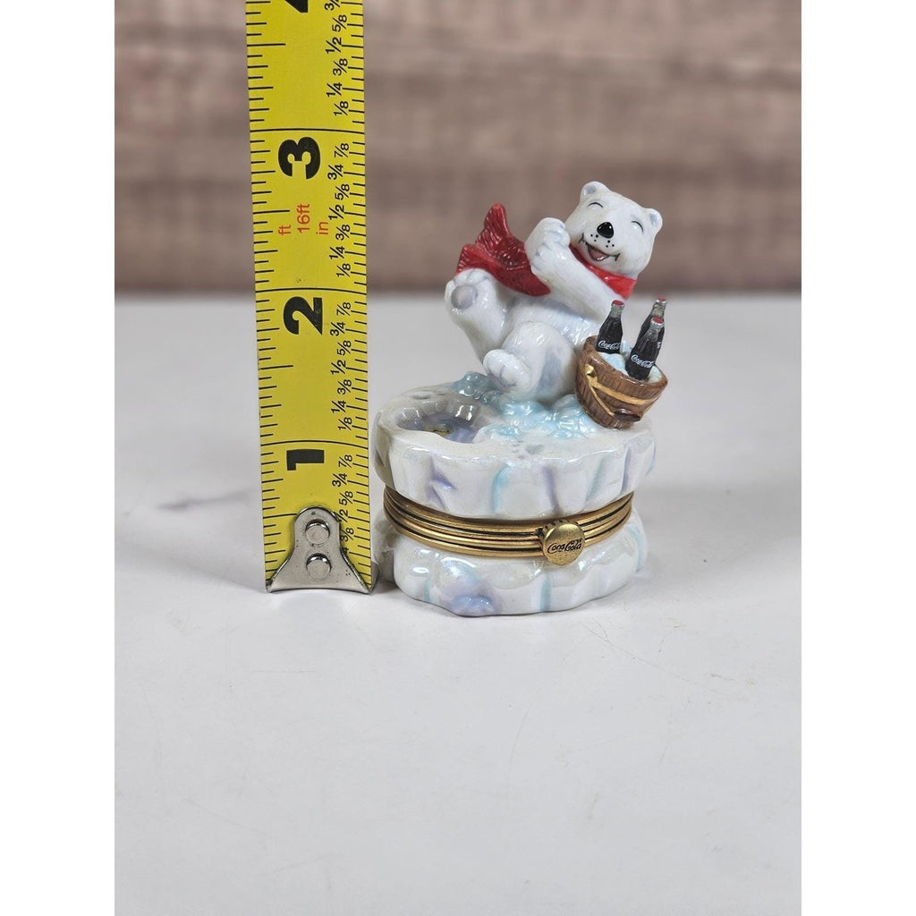 Franklin Mint Coca Cola Polar Bear Trinket Box 1999 Porcelain