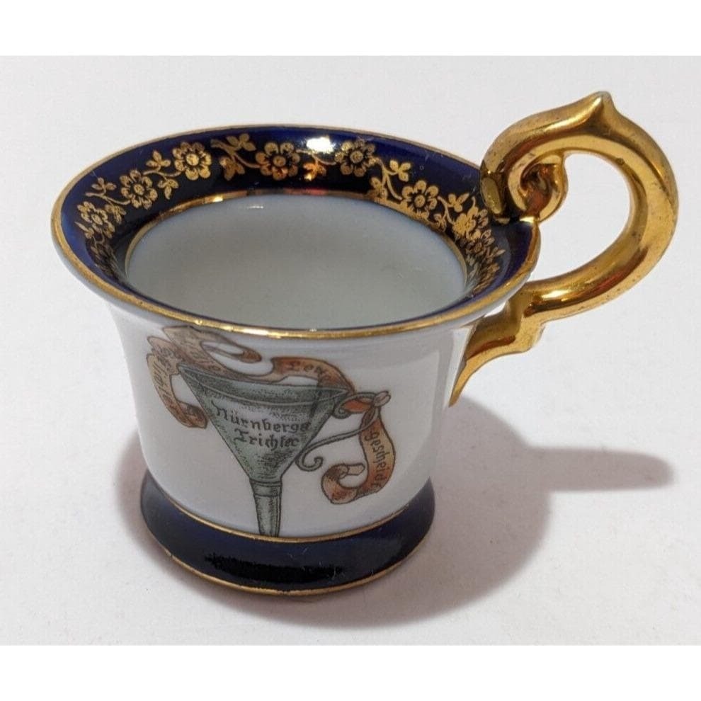 Vintage German Demitasse Cup Gold Plated Floral Eger Co