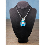 Glass Bottle Pendant Necklace Blue Floral Cork Vial Charm Necklace