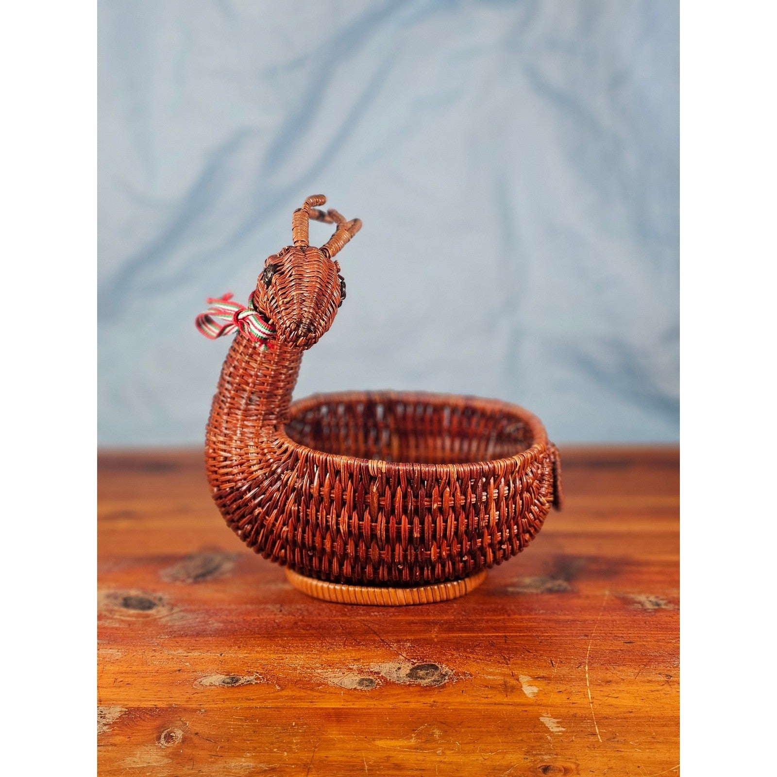 Vintage Wicker Deer Basket Rustic Primitive Holiday Decor Storage